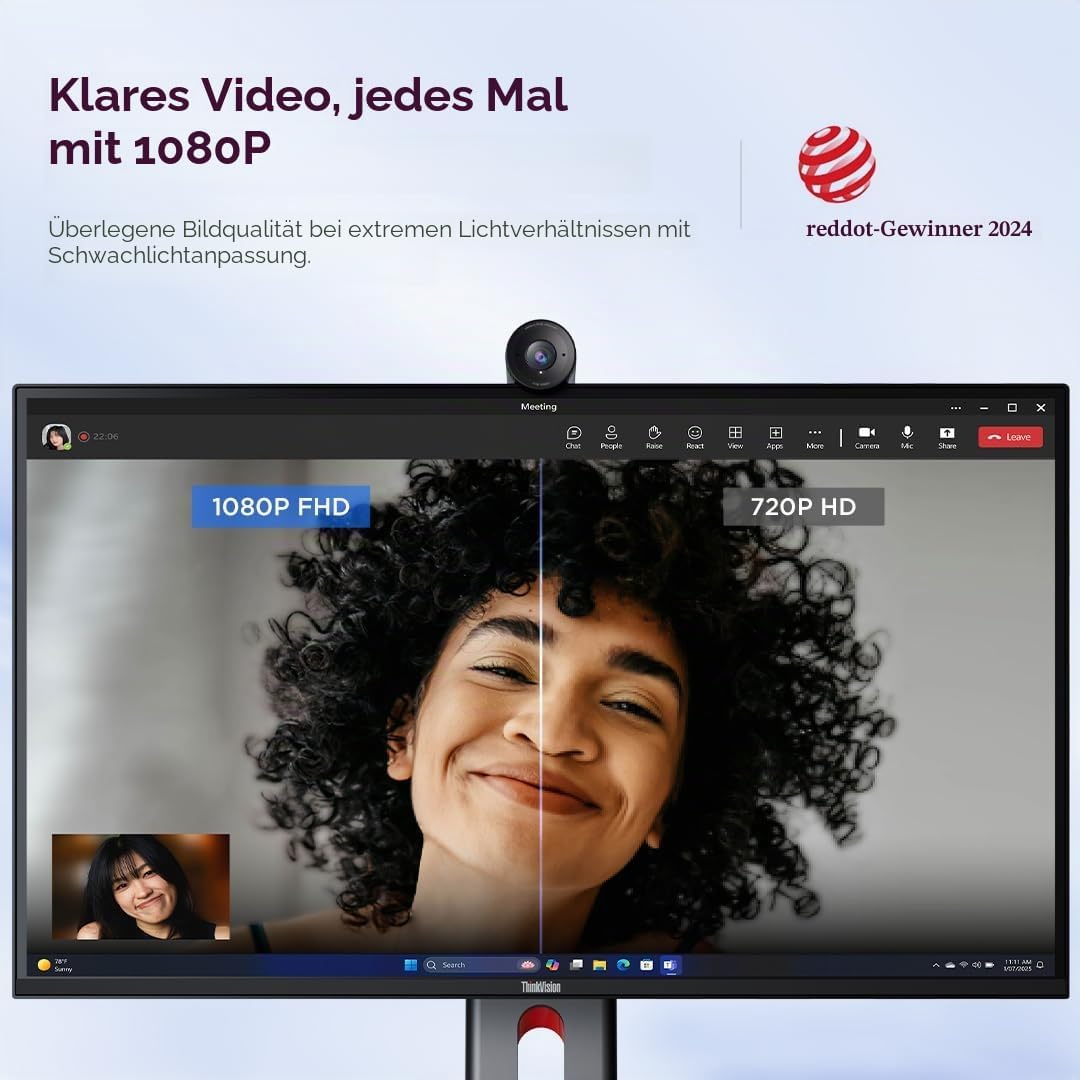 Lenovo Webcam 2 Mp 1920 X 1080 Pixels USB 2.0 Black, 4XC1Q44952