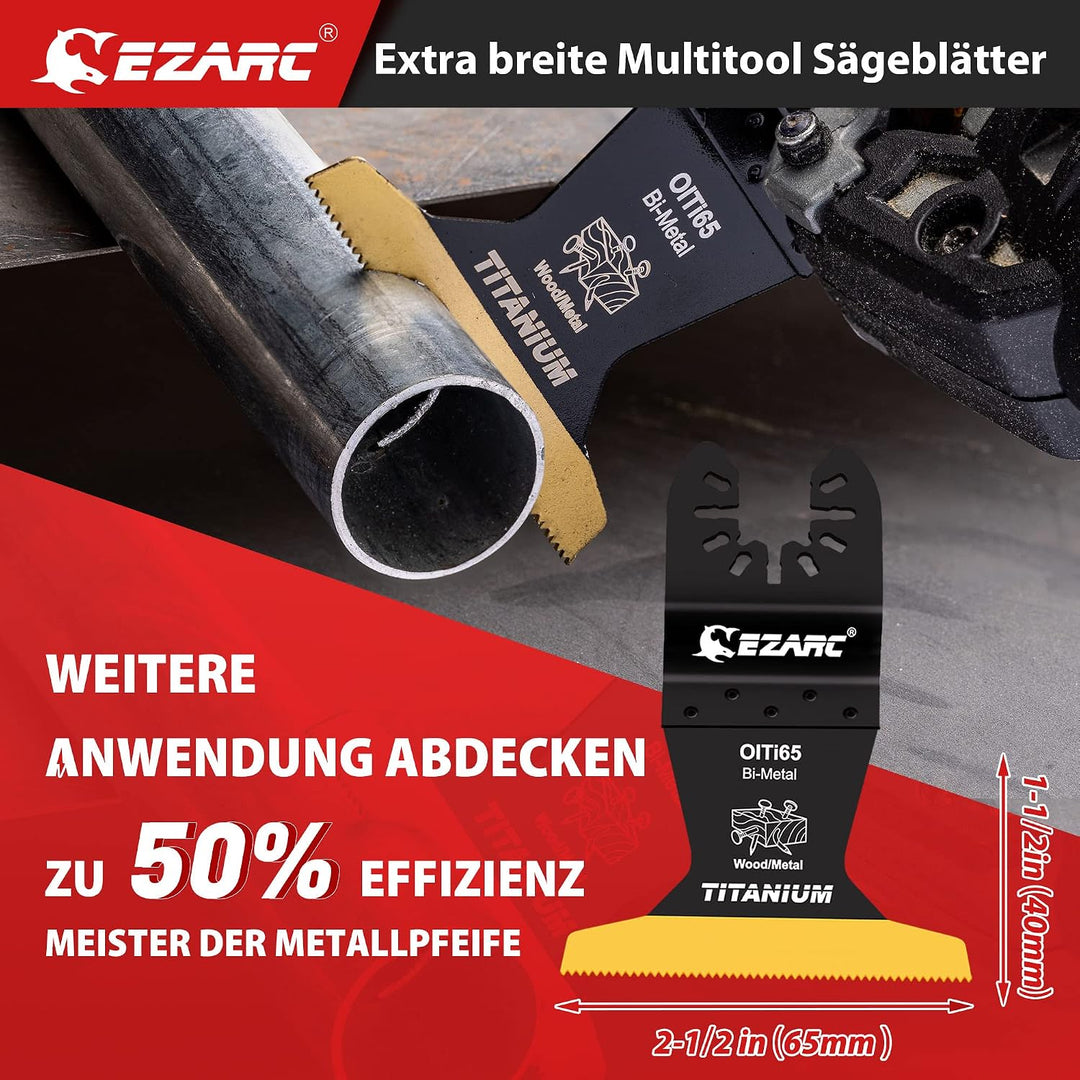 EZARC Oszillierende Multitool Sägeblätter Titanium, 4 tlg Tauchschneiden, Multitool-Klingen für Meta