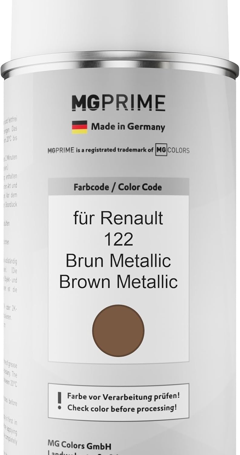 MG PRIME Autolack Sprühdosen Set für Renault 122 Brun Metallic/Brown Metallic Basislack Klarlack Spr