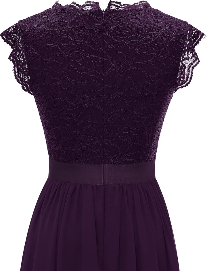 Dressystar Damen Ballkleid Maxi Lang Abendkleider Elegant für Hochzeit Spitzen Cocktailkeid L Band_g