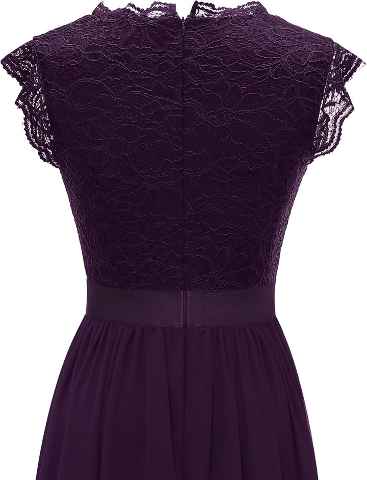 Dressystar Damen Ballkleid Maxi Lang Abendkleider Elegant für Hochzeit Spitzen Cocktailkeid S Band_g