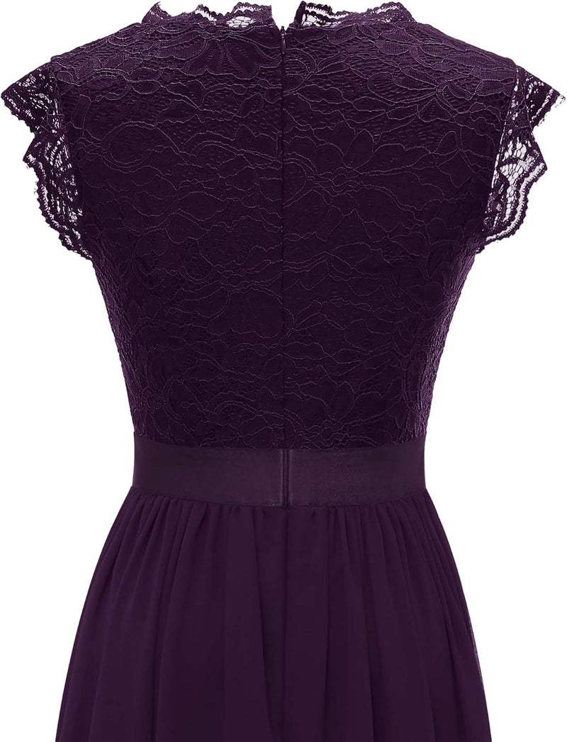 Dressystar Damen Ballkleid Maxi Lang Abendkleider Elegant für Hochzeit Spitzen Cocktailkeid S Band_g