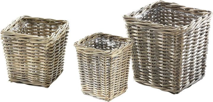 Kobolo Rattanübertopf Rattan Übertopf Pflanzgefäss Pflanzschalen Pflanzgefäss Rattankorb Korbset Pfl