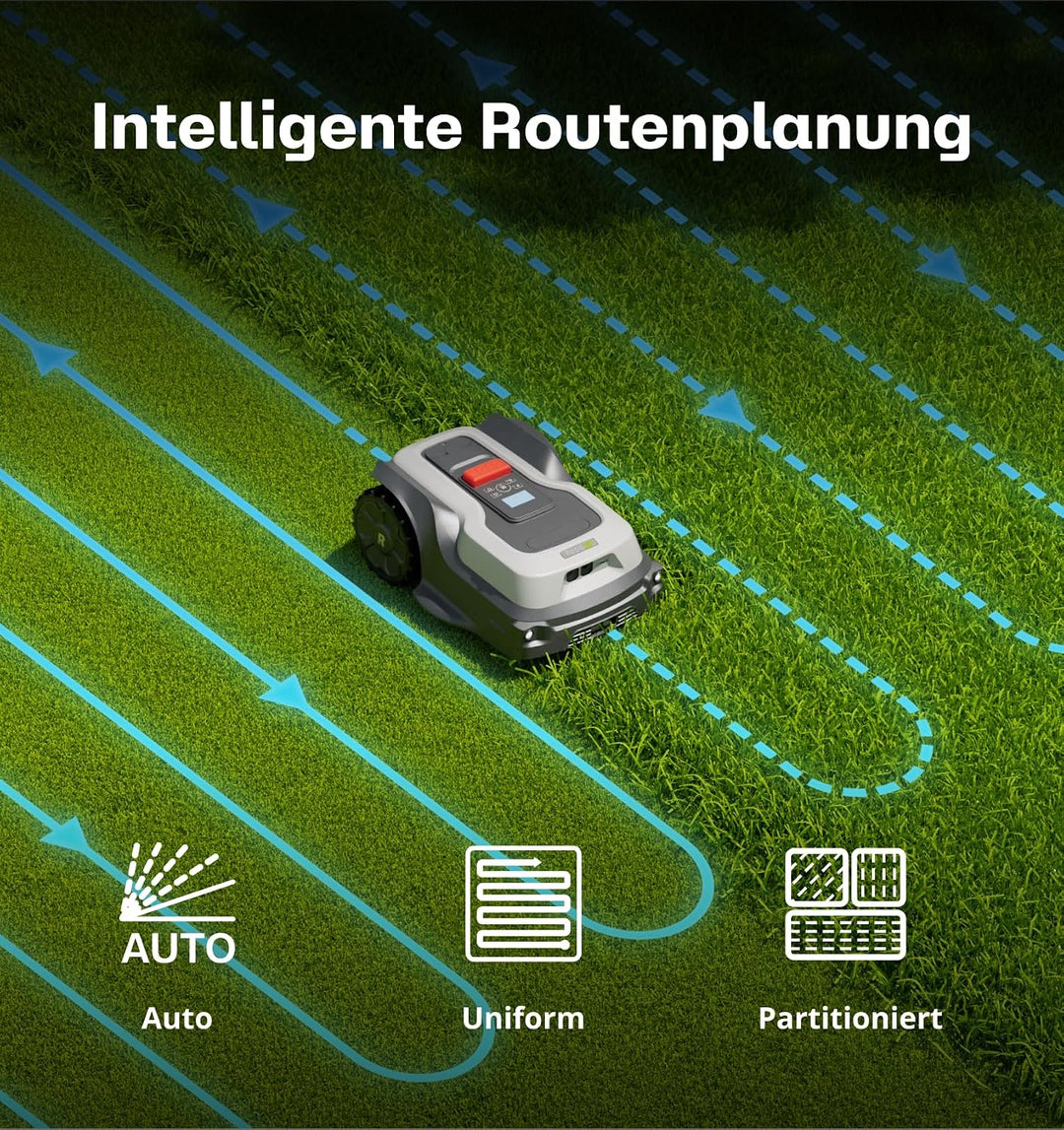 T600 Mähroboter mit Garage, Kabellose RTK + KI Gesteuerter Rasenmäher Roboter, Hinderniserkennung Me