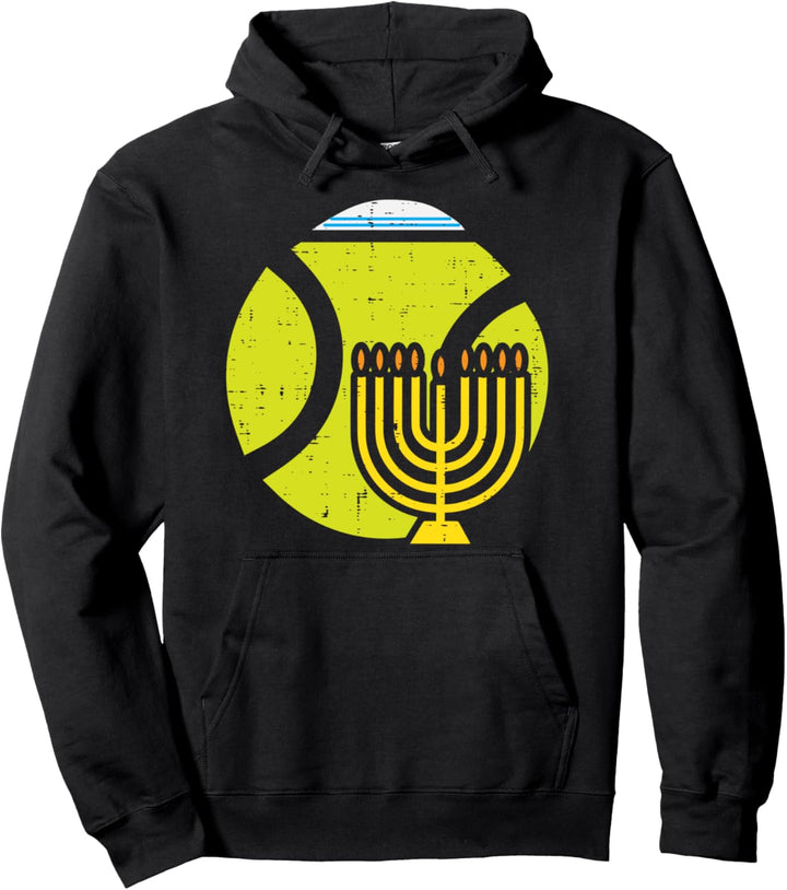 Jewish Tennis Ball Menorah Hanukkah Chanukah Sports Gift Pullover Hoodie