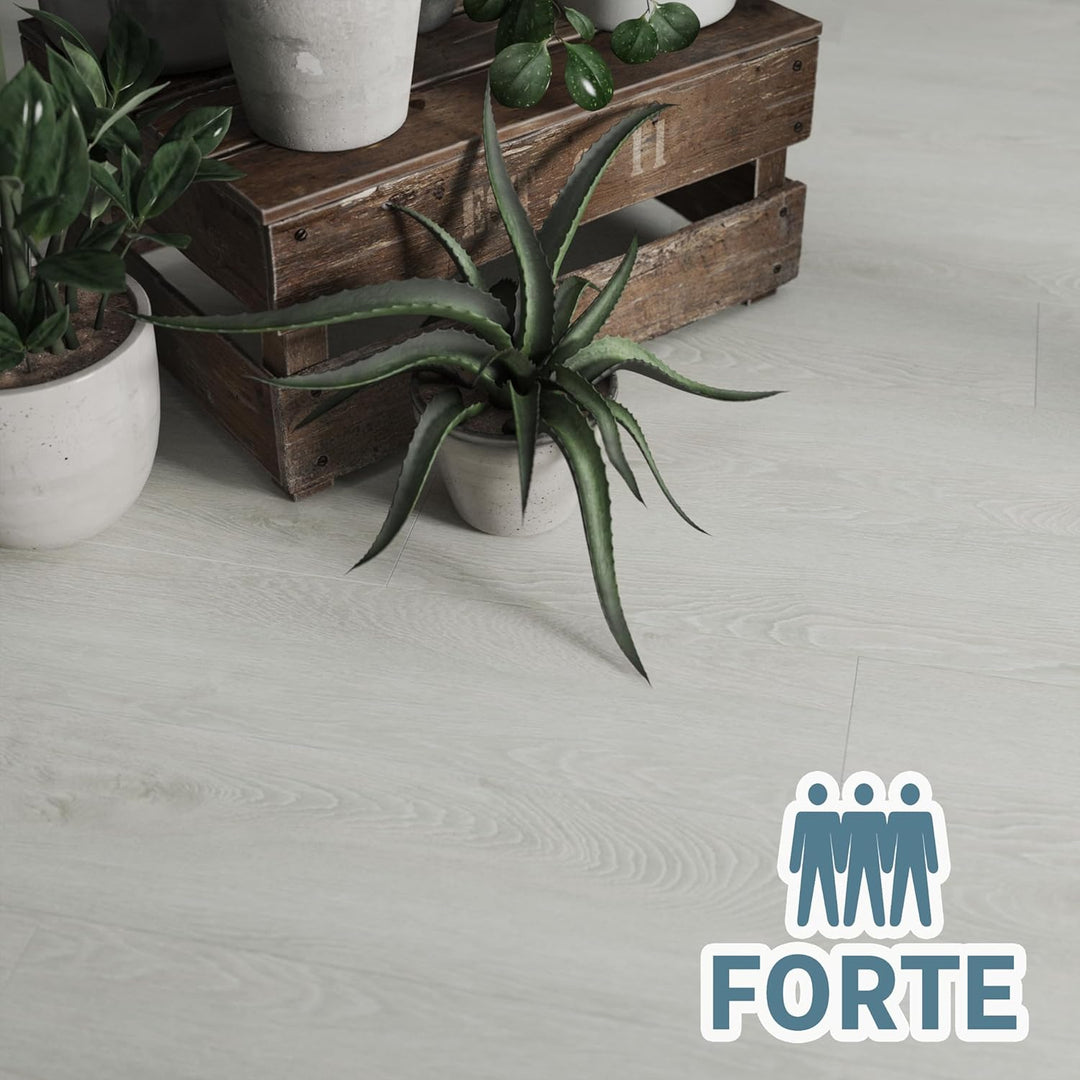ARTENS - PVC Bodenbelag - Click Vinyl-Dielen BODIL - Vinylboden - FORTE - Holzeffekt - Weiss - L.122