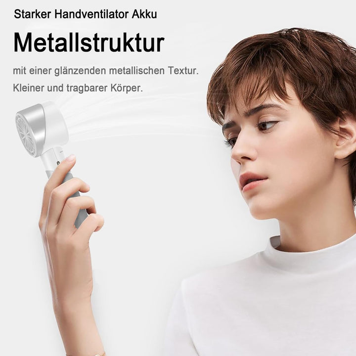 Handventilator Akku Aufladbar, Mini Stark Ventilator mit 7000 rpm Hohe Geschwindigkeit, Kleiner Meta