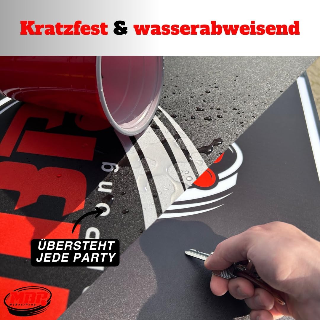 MYBEERPONG® Bierpong Tisch Classic + 6 Tischtennisbälle | Schwarzes Beer Pong Set als Gadget für Par