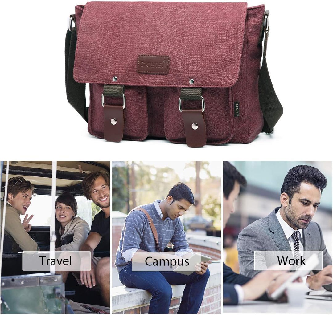 FANDARE Leinwand Messenger Bag Umhängetasche 7.9 inch iPad Tasche Schultertasche Unisex Segeltuch Ta