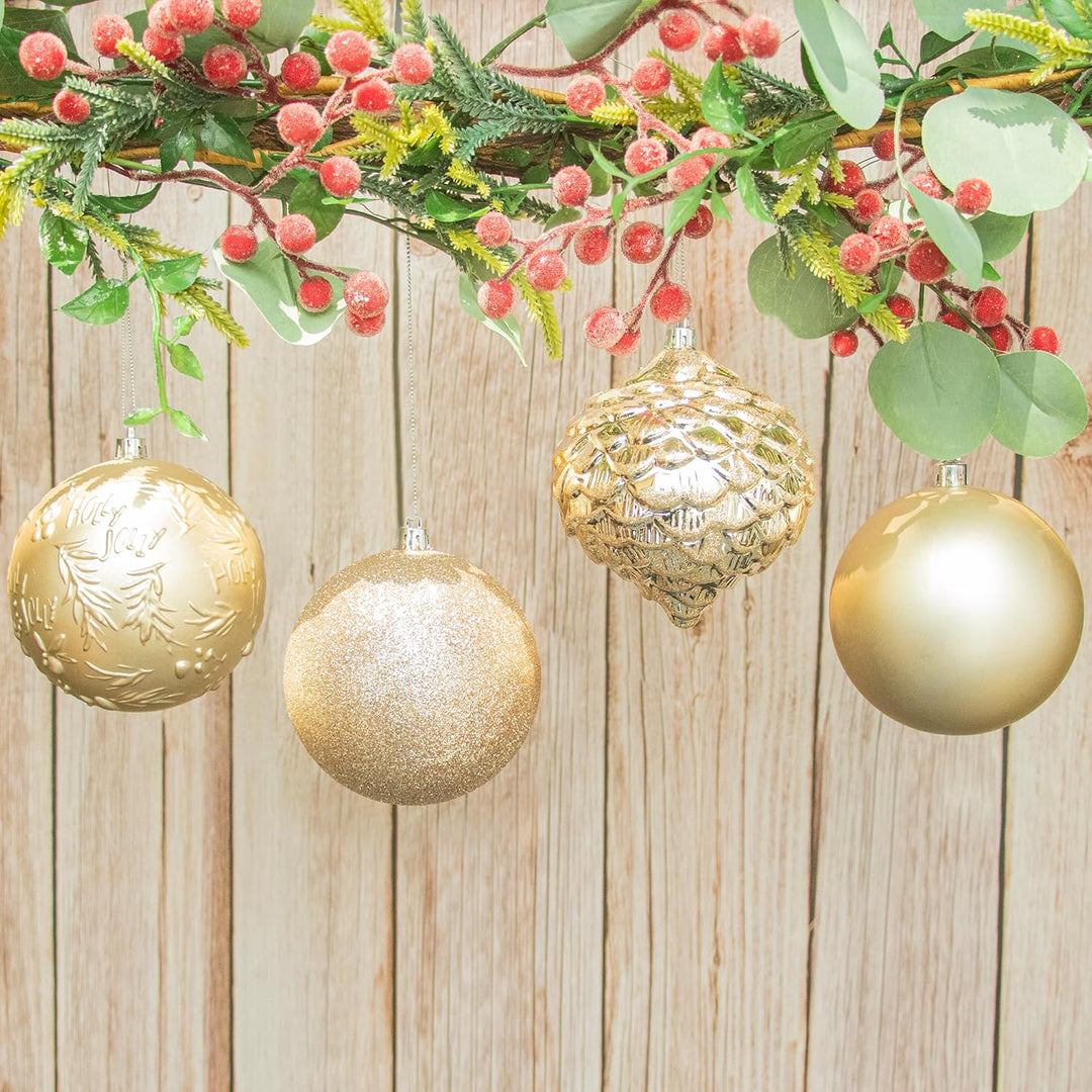 Busybee weihnachtskugeln gross 16 Stücke 10CM Ornamente für Weihnachtsbaum Champagner Christbaumkuge