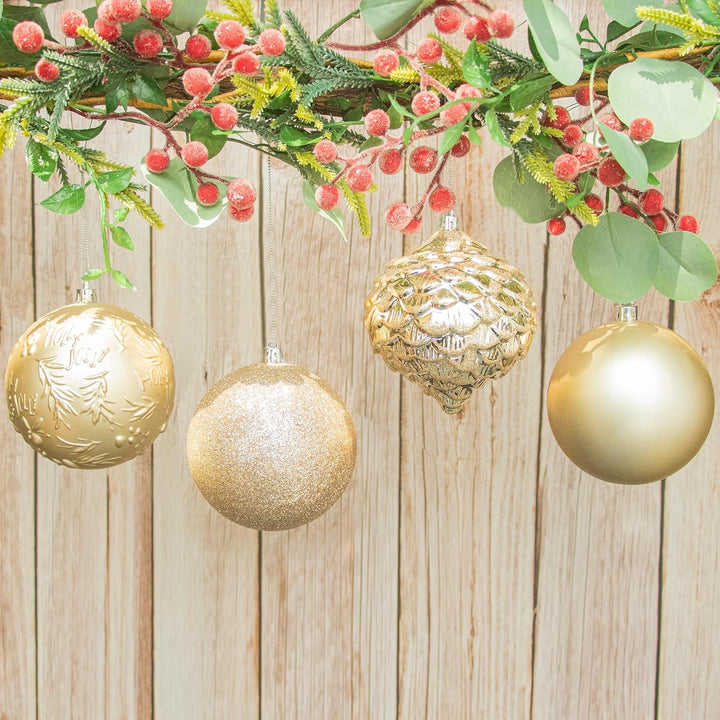 Busybee weihnachtskugeln gross 16 Stücke 10CM Ornamente für Weihnachtsbaum Champagner Christbaumkuge