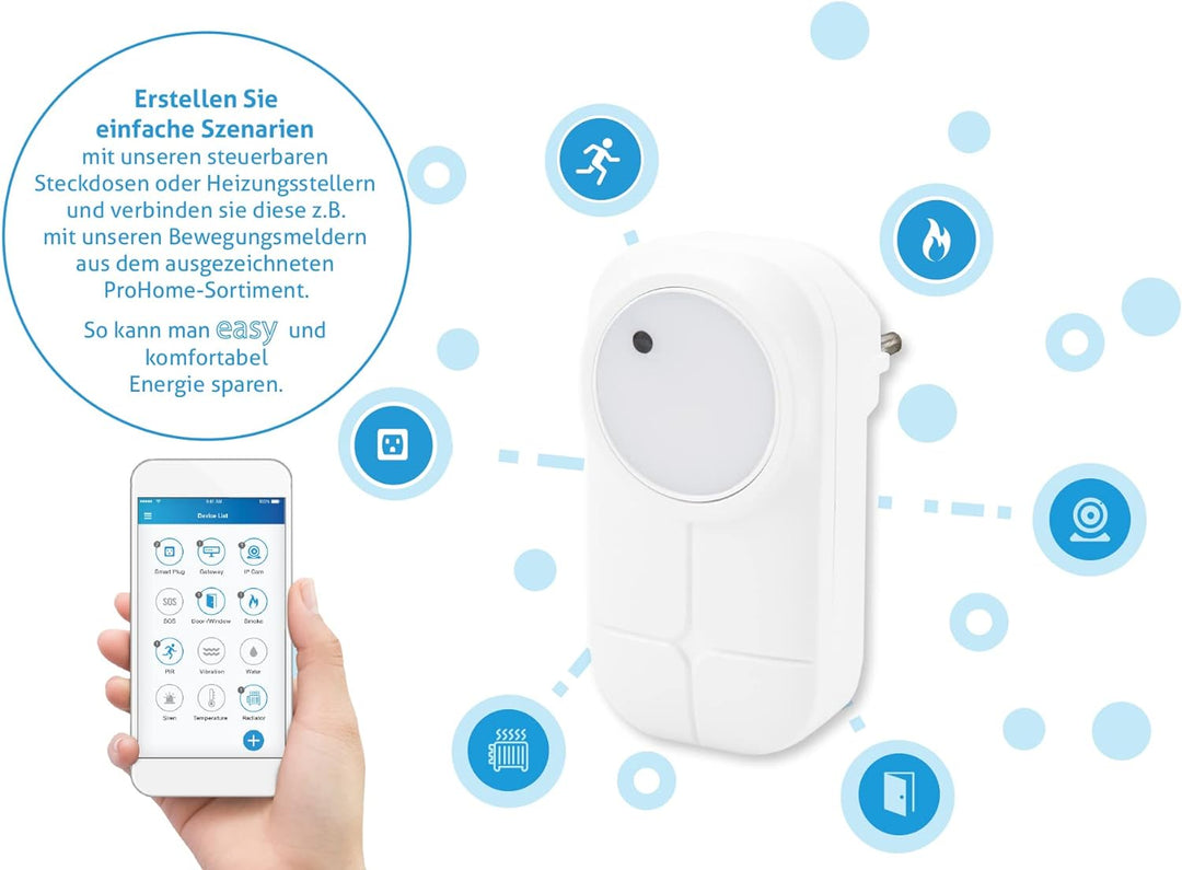 OLYMPIA ProHome easy, Smart Home System mit Alarmfunktion, einfache Installation, smarte Heizkörper