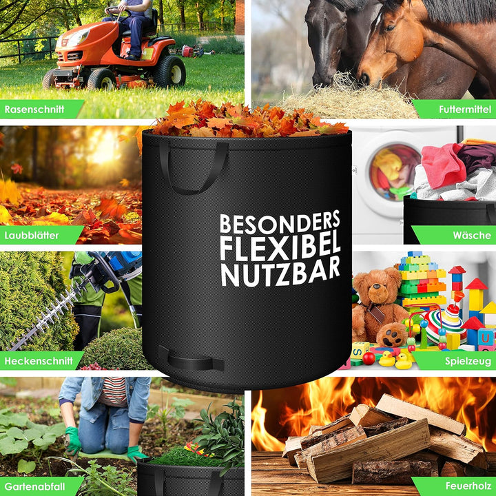 KESSER® Gartensack 3x 272L Set Laubsack Gartenabfallsack inkl. Handschuhe - Selbststehend 4 Griffe S