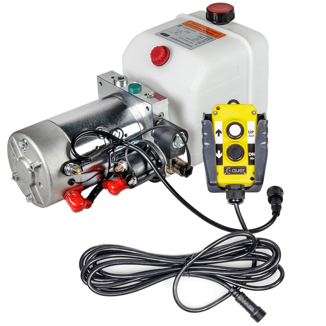 Hydraulikaggregat HYDRAF, Hydraulikpumpe mit 4 Liter Tank und Kabelfernbedienung + Funkfernbedienung
