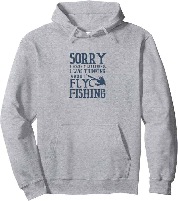 Nachdenken über Fliegenfischen Angler Fischer Zitat Pullover Hoodie
