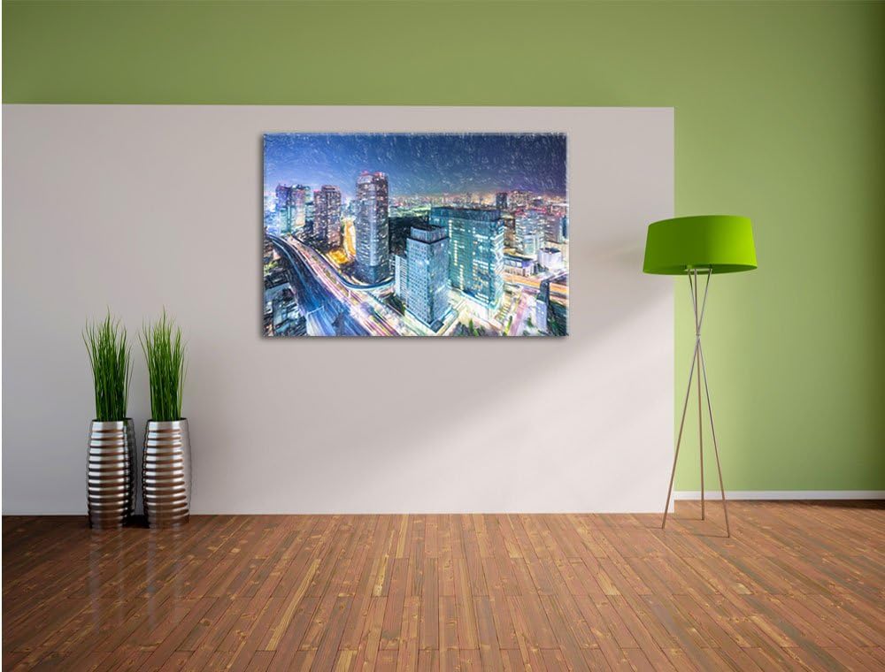 Pixxprint Moderne Architektur in Tokio als Leinwandbild/Grösse: 100x70 cm/Wandbild/Kunstdruck/fertig