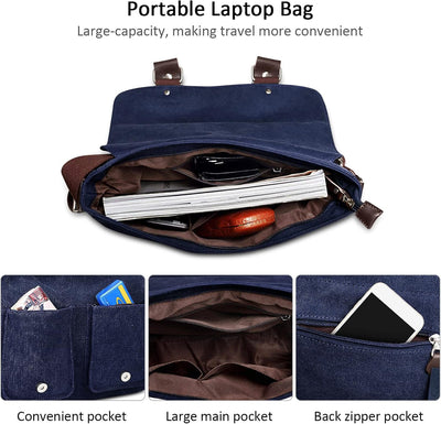 DORRISO Mode Umhängetasche Herren Schultertasche Leinwand Schultertaschen für 13.3 Zoll Laptop Kurie