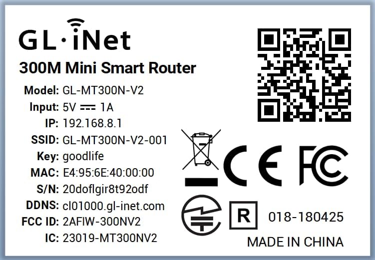 GL.iNet GL-MT300N-V2 WLAN Router Mobile Smart Mini Pocket VPN Reiserouter 3G/4G bis zu 300Mbit/s (2,