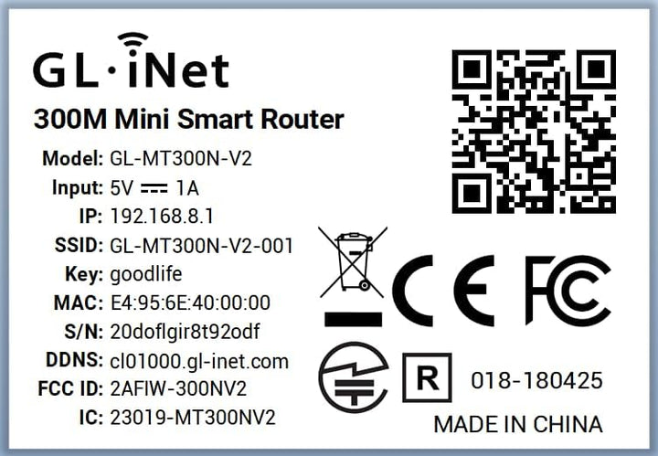 GL.iNet GL-MT300N-V2 WLAN Router Mobile Smart Mini Pocket VPN Reiserouter 3G/4G bis zu 300Mbit/s (2,
