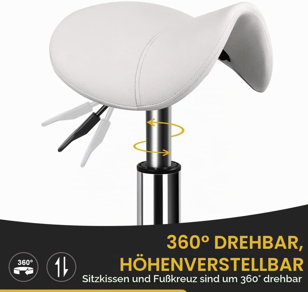Robuster Rollhocker mit Rädern Hydraulischer Drehgelenk Verstellbarer Rollhocker Ergonomisch Dickes