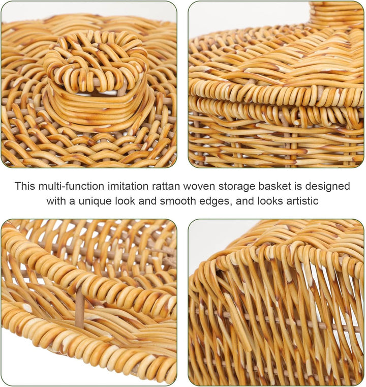BESPORTBLE Geflochten Korb Aus Strohgeflecht Müllkorb Aus Weide Blumenkorb Aus Rattan Runder Papierk
