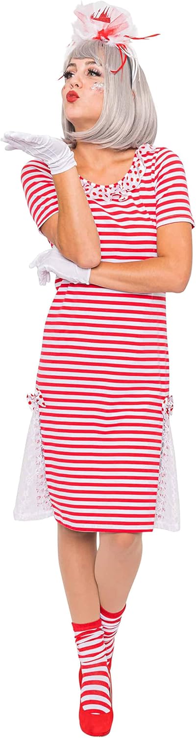 Deiters Ringelkleid mit Spitze rot/weiss XL