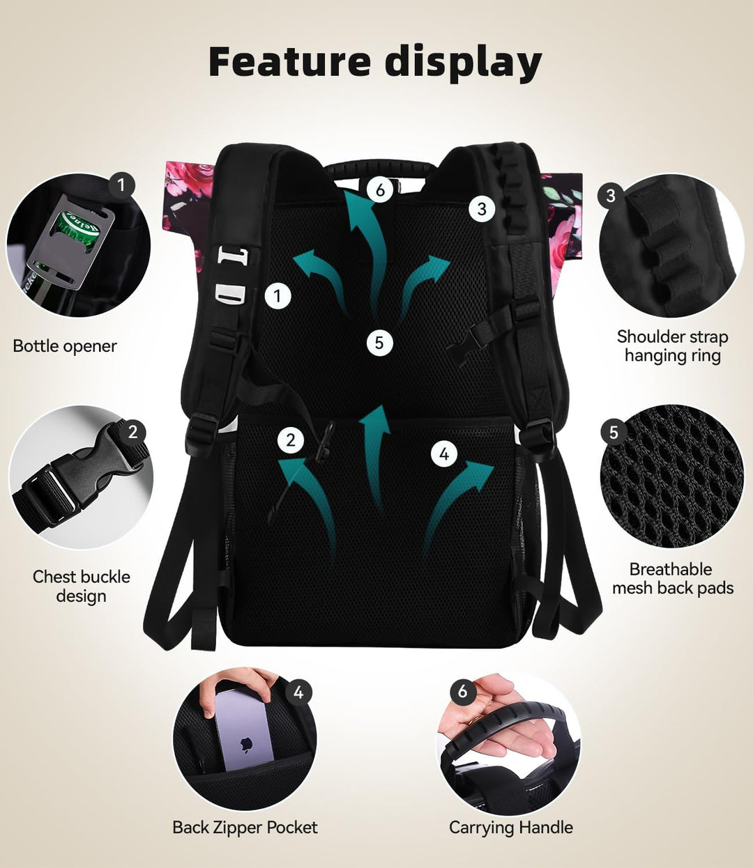 DEWUR 35L Thermo Rücksack Kühlrücksack Kühltasche Wasserdichter Picknickrücksack mit Flaschenöffner