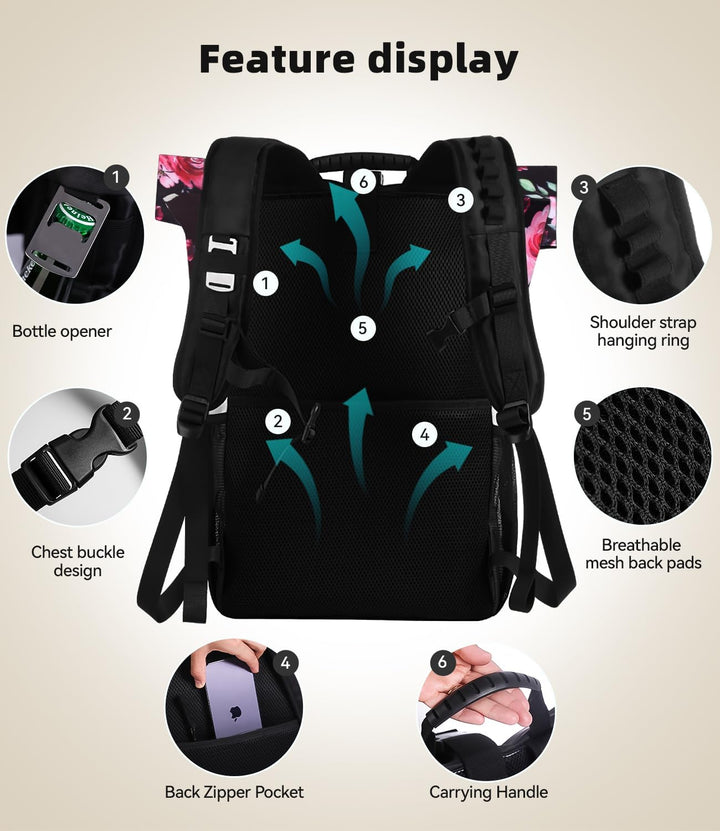 DEWUR 35L Thermo Rücksack Kühlrücksack Kühltasche Wasserdichter Picknickrücksack mit Flaschenöffner