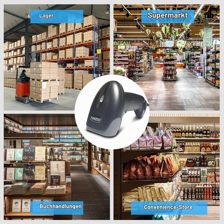 YANZEO S100 Wired 2D Barcode-Scanner, Handheld-USB-Barcode-Leser, QR-Barcode-Scanner Automatische UP