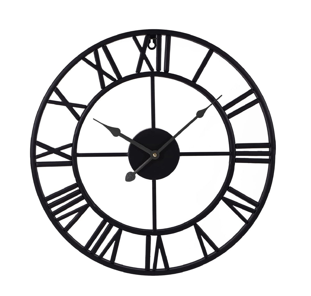 Grosse Wanduhr im Vintage-Stil, rund, geräuschlos, schwarz. Gratis dazu EIN Extraset Uhrzeiger in Go