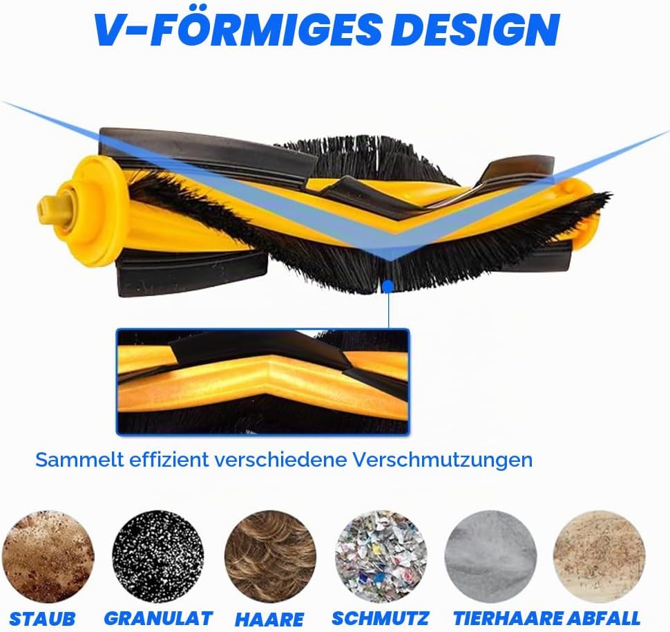 3 Stück Walzenbürsten Hauptbürste Ersatzteile mit Reinigungsbürste, Staubsauger zubehör Sets für Sau
