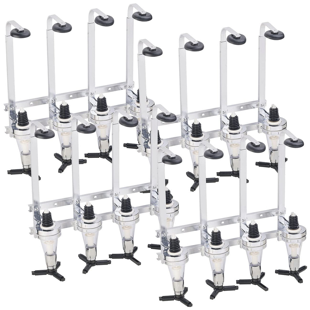 Rosenstein & Söhne Flaschen-Wandhalterungen: 4er-Set Aluminium-Flaschenhalter und Dosierer, je 4-fac