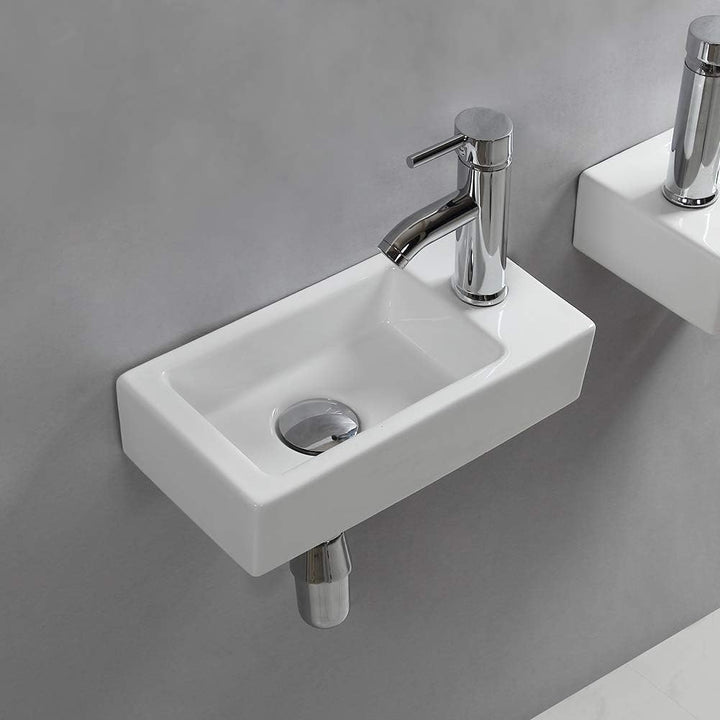 Waschbecken zur Wandmontage, klein, rechteckig, Keramik, rechts Moderne, Moderne