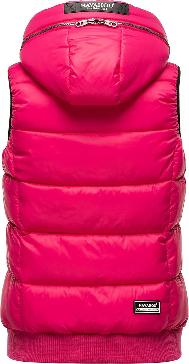 Navahoo Damen Steppweste leichte Outdoor-Weste Übergangsjacke mit Kapuze Kassidy XS-3XL XL Rosa, XL