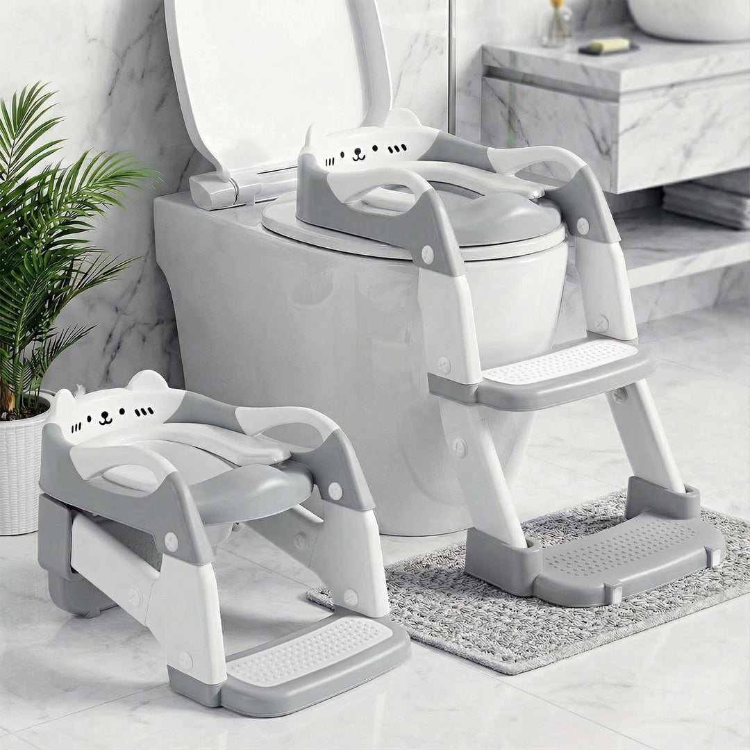 Orzbow Toilettensitz Kinder mit Treppe, 2-in-1 Kinder Toilettensitz, Töpfchen für Kinder, Höhenverst