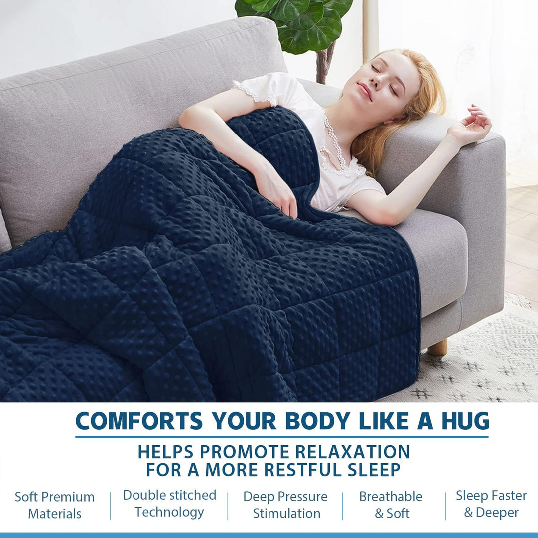 Huloo Sleep Gewichtete Decke Twin 6.8 kg für Erwachsene (121.9 cm × 291.9 cm, Marineblau), weiche Mi