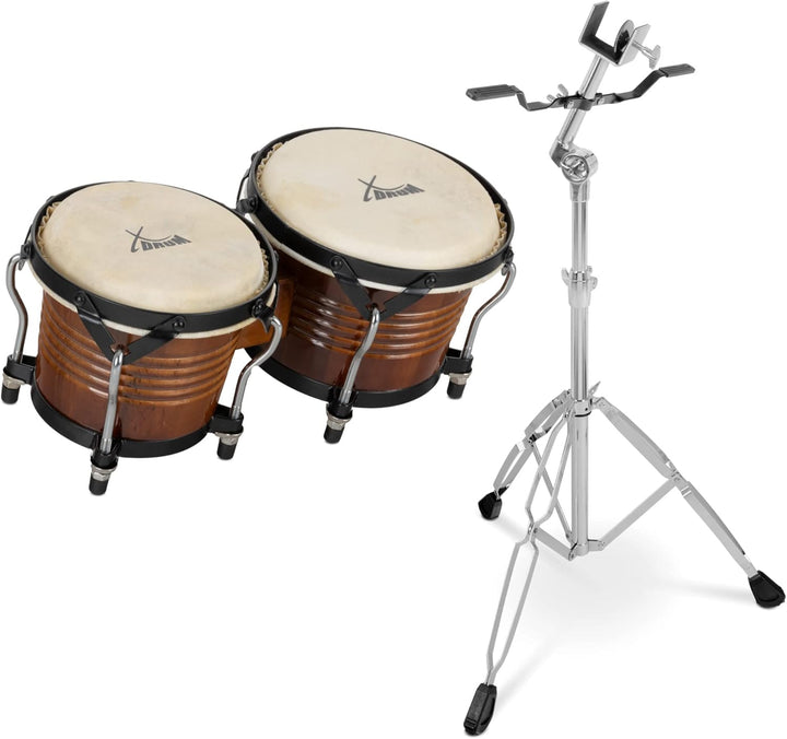 XDrum Bongos Pro Tobacco - 2 Trommeln mit 6,5" (17 cm) und 7,5" (20 cm) Durchmesser - Bongotrommeln