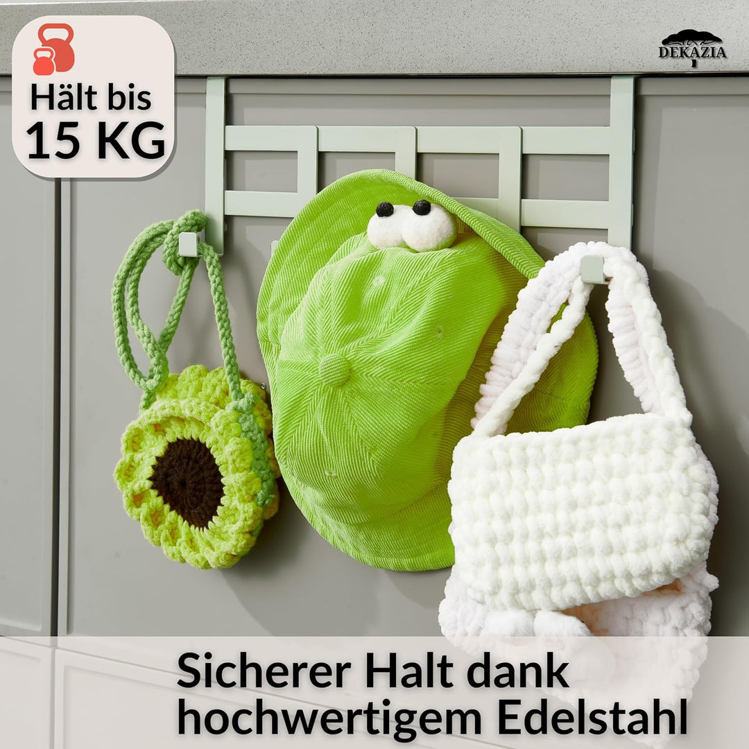 DEKAZIA® Türgarderobe Grün zum Einhängen – Bunte Kleiderhaken, Hakenleiste &amp; Garderobenhaken – Prakt