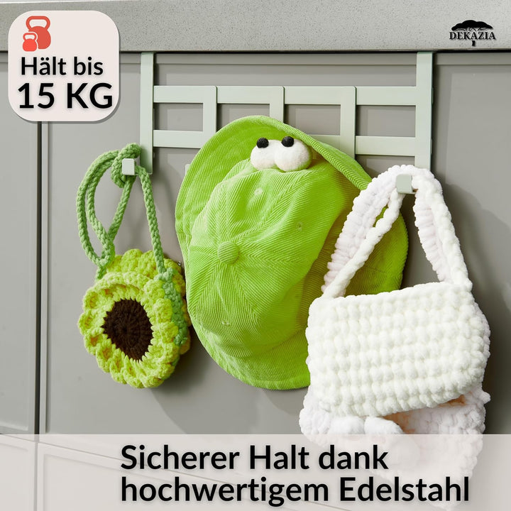 DEKAZIA® Türgarderobe Grün zum Einhängen – Bunte Kleiderhaken, Hakenleiste &amp; Garderobenhaken – Prakt