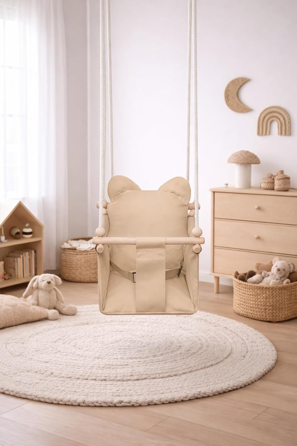 MAMOI® Babyschaukel Indoor, Holz Baby Schaukel für Türrahmen, Kinderschaukel aus Holz, Kleinkindersc