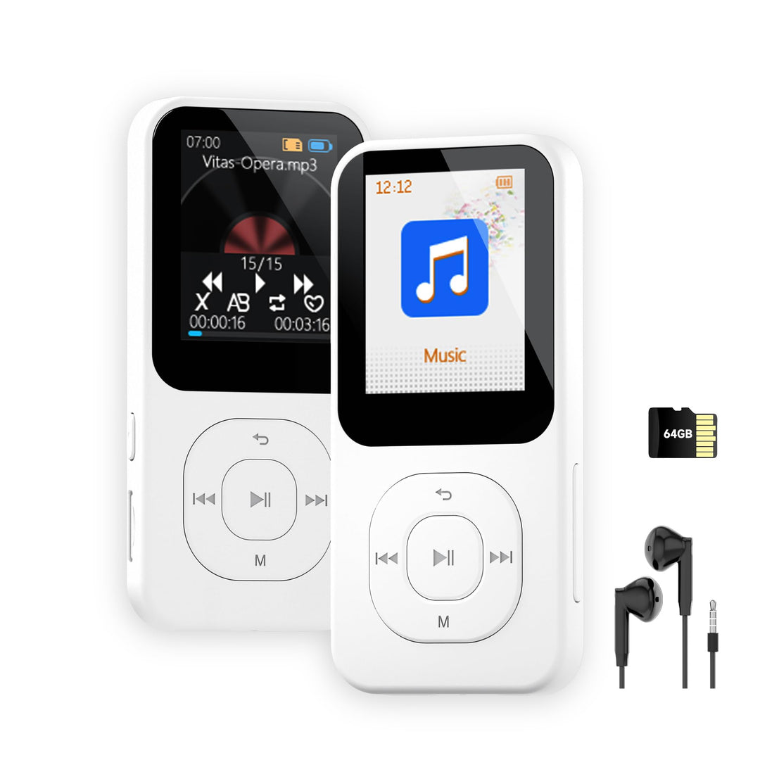 64GB MP3-Player mit Bluetooth 5.3, Tragbarer Musikplayer mit Lautsprecher, FM-Radio, Sprachrekorder,