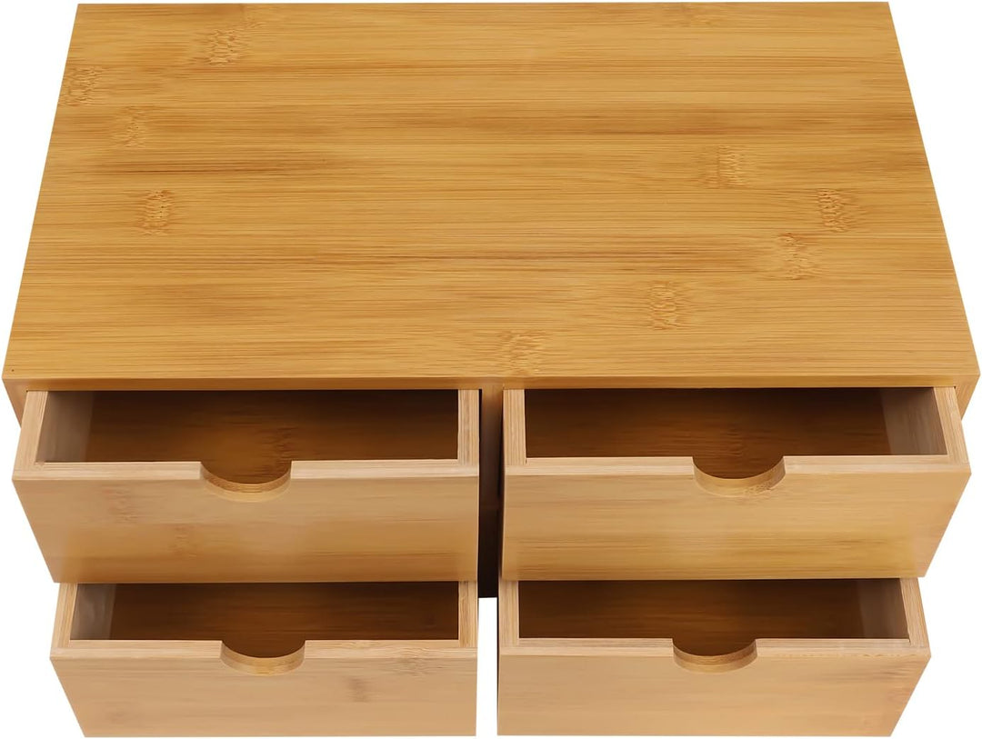 Schreibtisch-Organizer aus Bambus mit Schubladen, Schubladenbox Bambus, Mini Kommode, Holz Organizer