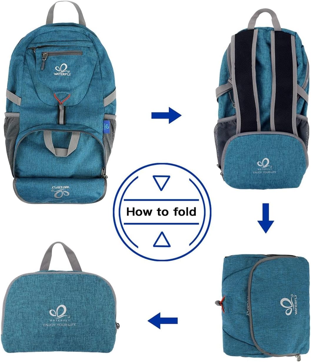 WATERFLY Ultraleicht Faltbar Klein Rucksack: 20L Leicht Packable Wanderrucksack Tagesrucksack Trekki