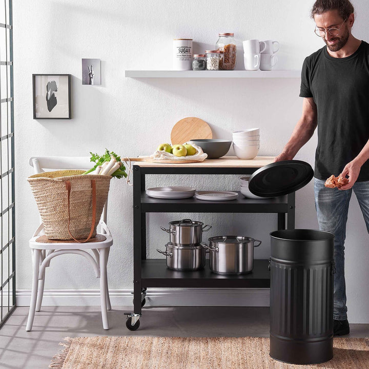 BUTLERS Retro Mülltonne Oskar 40l Mülleimer mit Deckel und Tragegriffen | Küche Abfalleimer ideal al