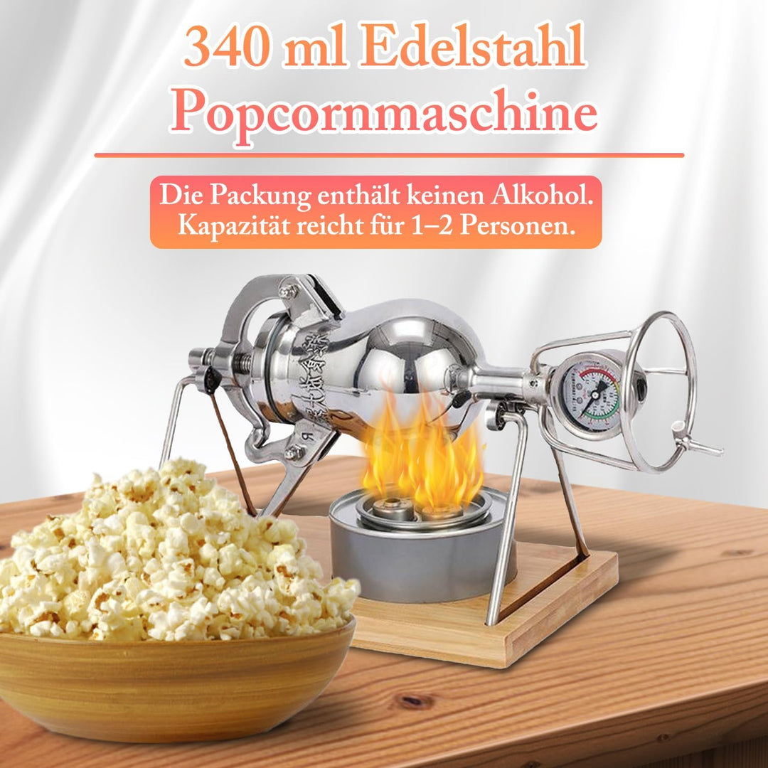 340ml Chinesische Popcornmaschine, Hand-Popcorn-Maschine, Edelstahl-Popcorn-Kanone, Hochdruck-Popcor