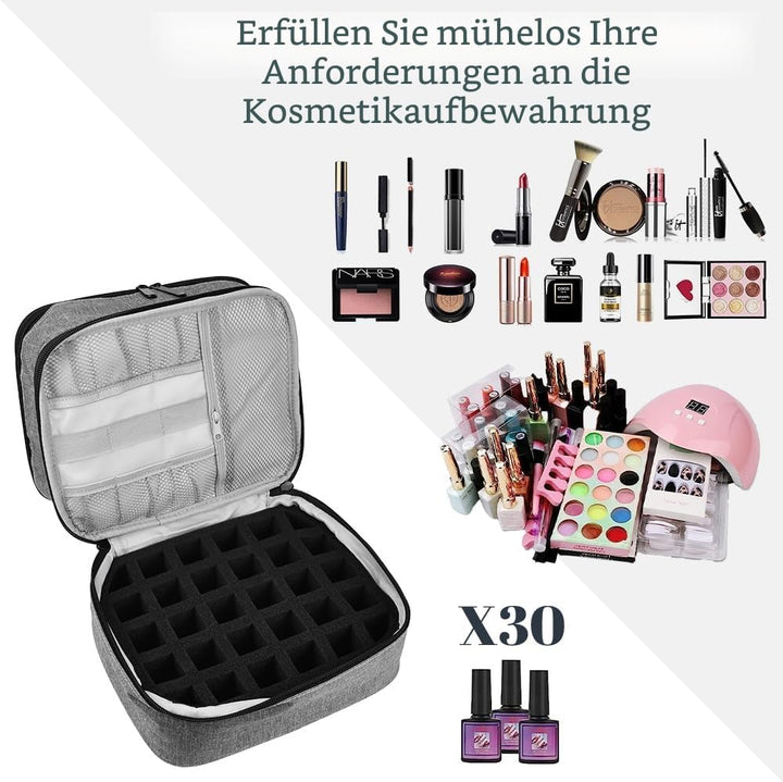 Nagellack Aufbewahrung Tasche Doppelschicht Nagellack Tasche Wasserdicht Nagellack Organizer Grau Ny