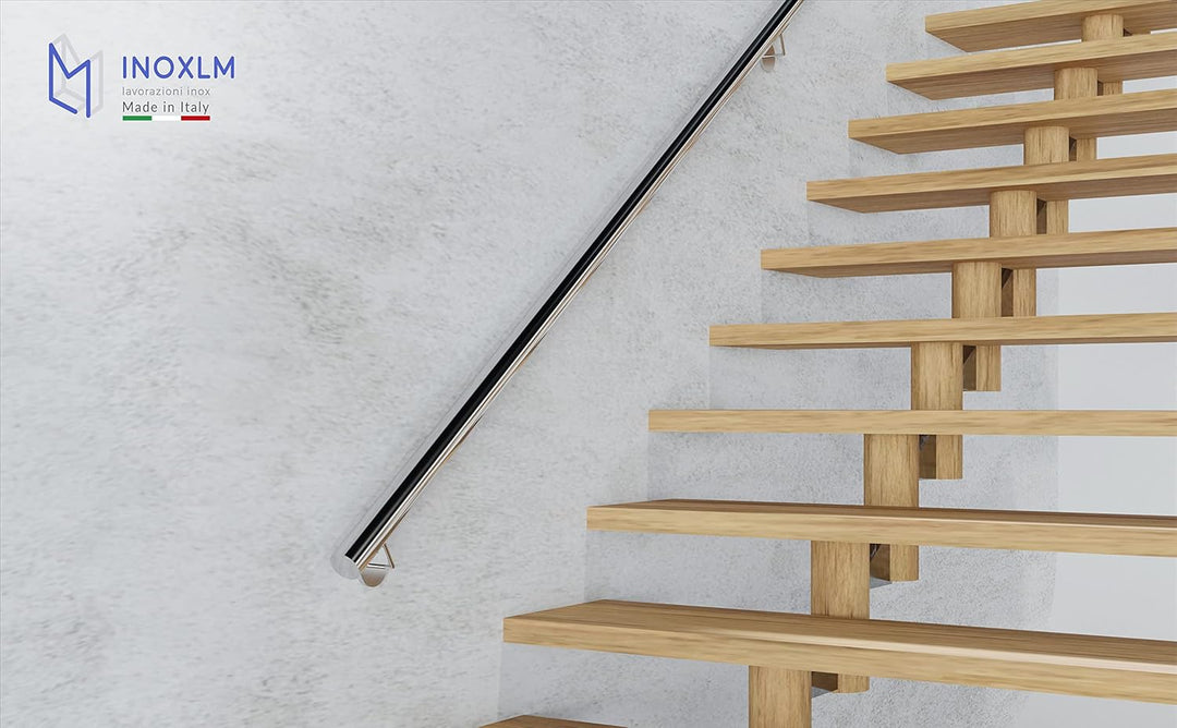 INOXLM Handlauf Edelstahl ⌀ 33,7mm Treppengeländer Edelstahl AISI 304 mit Satiniert Finish, Geländer