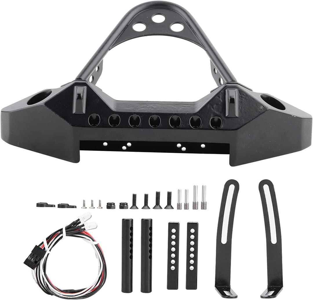 RC Crawler Car Frontstossstange, RC Car Metallstossstange mit 2 LED-Leuchten für TRX-4 Massstab 1:10