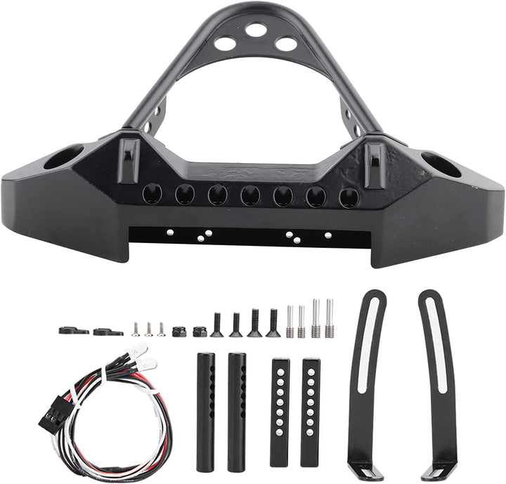 RC Crawler Car Frontstossstange, RC Car Metallstossstange mit 2 LED-Leuchten für TRX-4 Massstab 1:10