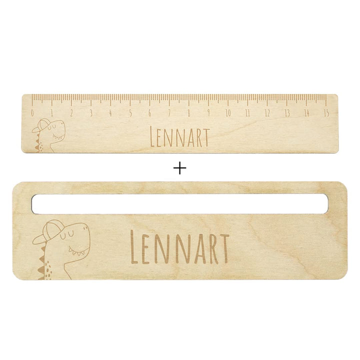 Dein Lieblingsteil Lineal Jungs Lesehilfe Kinder personalisiert (Set Lineal + Lesehilfe Dino), Set L